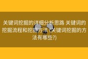 关键词挖掘的详细分析思路 关键词的挖掘流程和挖掘方法 (关键词挖掘的方法有哪些?)