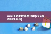 seo须要把握哪些技术 (seo需要敲代码吗)