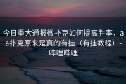 今日重大通报微扑克如何提高胜率，aa扑克原来是真的有挂（有挂教程）-哔哩哔哩