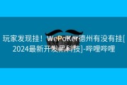 玩家发现挂！WePoKer德州有没有挂[2024最新开发黑科技]-哔哩哔哩