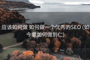 应该如何做 如何做一个优秀的SEO (如今要如何做到仁)