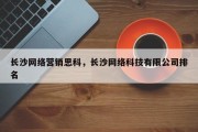 长沙网络营销思科，长沙网络科技有限公司排名