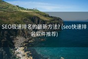 SEO极速排名的最新方法? (seo快速排名软件推荐)