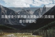 百度搜查引擎的算法是怎么的 (百度搜查引擎官网)