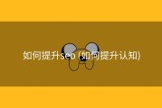 如何提升seo (如何提升认知)