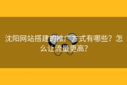 沈阳网站搭建的推广方式有哪些？怎么让流量更高？