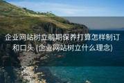 企业网站树立前期保养打算怎样制订和口头 (企业网站树立什么理念)