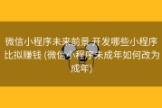 微信小程序未来前景 开发哪些小程序比拟赚钱 (微信小程序未成年如何改为成年)
