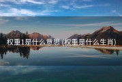 权重1是什么意思 (权重是什么生肖)