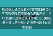 服务器上通过设置不同的端口来访问不同的项目 百度爬虫会爬取网站内容吗 如果不是http默认的端口80 (服务器上通过服务器ip访问服务器上的网站很慢)