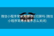 微信小程序常识竞赛可以切屏吗 (微信小程序常用小程序怎么关闭)