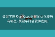 关键字排名优化 seo关键词优化技巧有哪些 (关键字排名软件官网)