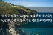 玩家分享挂！wepoker辅助开挂透视[玩家曝光确实是真的有透视]-哔哩哔哩