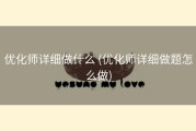 优化师详细做什么 (优化师详细做题怎么做)