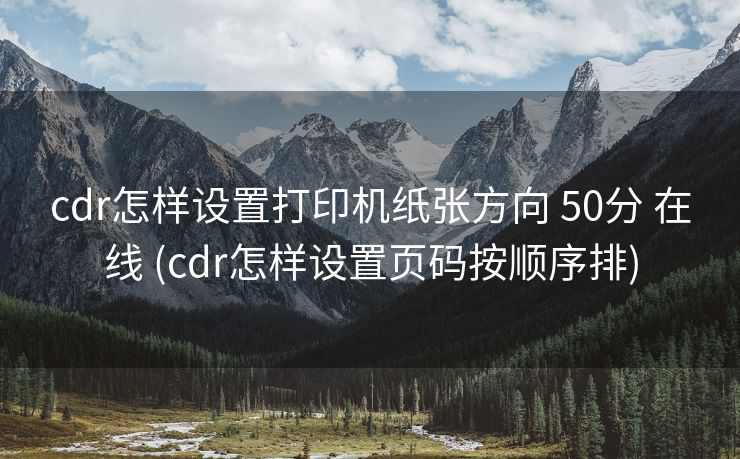 cdr怎样设置打印机纸张方向 50分 在线 (cdr怎样设置页码按顺序排)