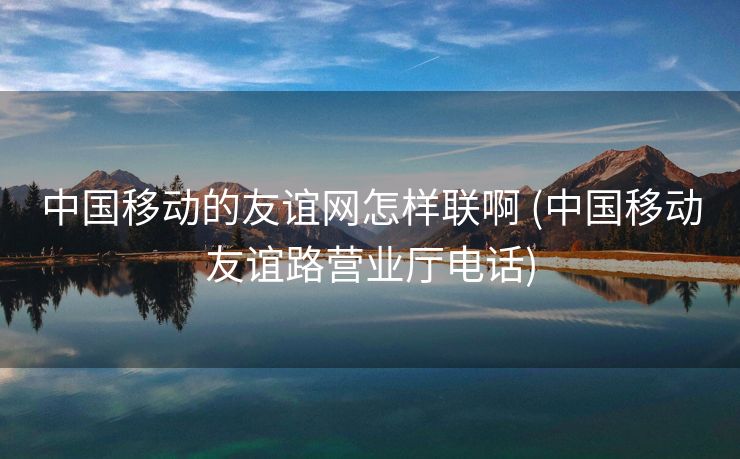 中国移动的友谊网怎样联啊 (中国移动友谊路营业厅电话)
