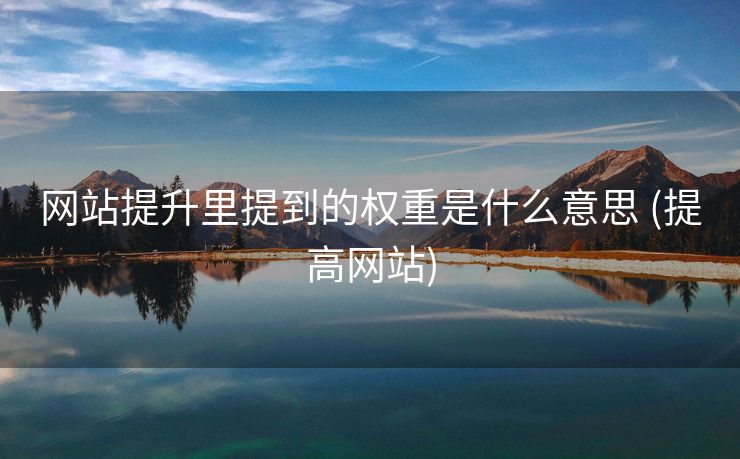 网站提升里提到的权重是什么意思 (提高网站)