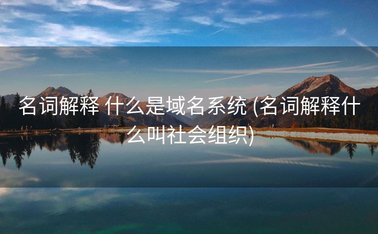 名词解释 什么是域名系统 (名词解释什么叫社会组织)