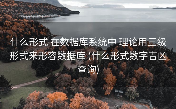 什么形式 在数据库系统中 理论用三级形式来形容数据库 (什么形式数字吉凶查询)