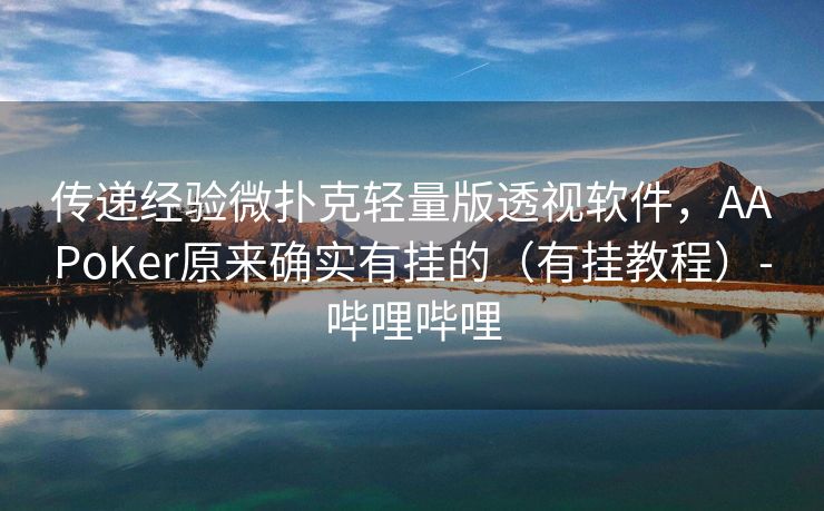 传递经验微扑克轻量版透视软件，AAPoKer原来确实有挂的（有挂教程）-哔哩哔哩