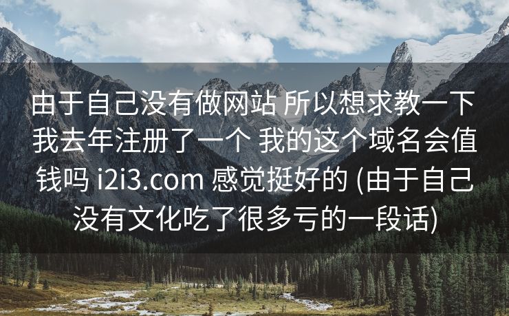 由于自己没有做网站 所以想求教一下 我去年注册了一个 我的这个域名会值钱吗 i2i3.com 感觉挺好的 (由于自己没有文化吃了很多亏的一段话)