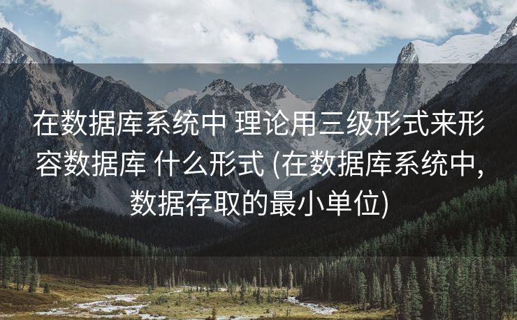 在数据库系统中 理论用三级形式来形容数据库 什么形式 (在数据库系统中,数据存取的最小单位)