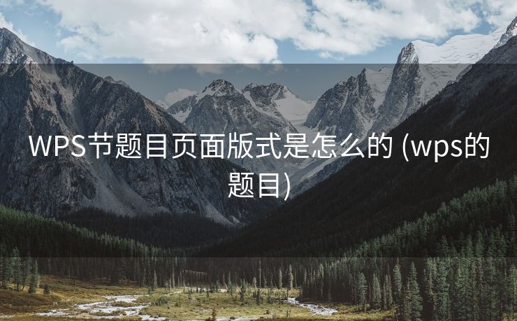 WPS节题目页面版式是怎么的 (wps的题目)