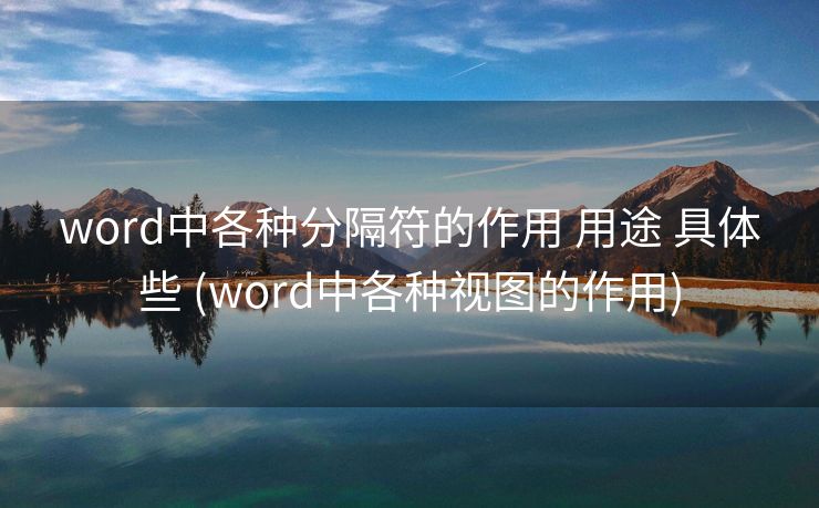 word中各种分隔符的作用 用途 具体些 (word中各种视图的作用)