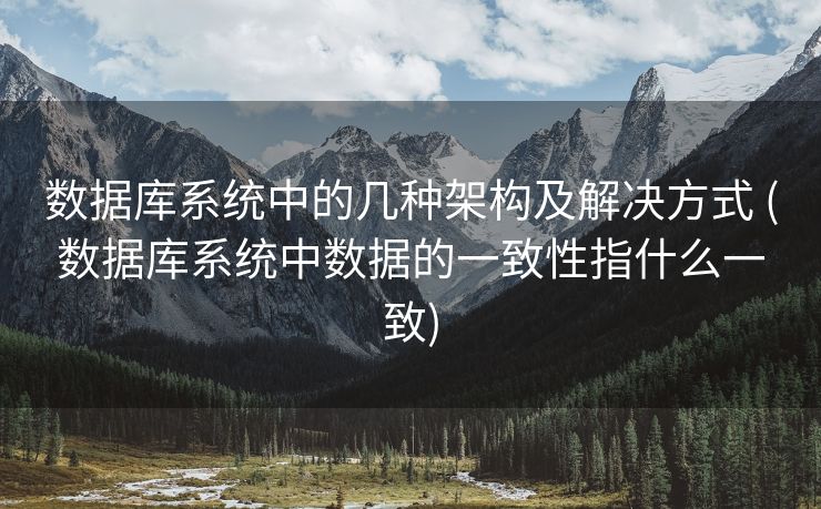 数据库系统中的几种架构及解决方式 (数据库系统中数据的一致性指什么一致)