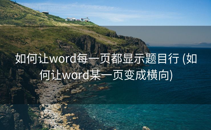 如何让word每一页都显示题目行 (如何让word某一页变成横向)