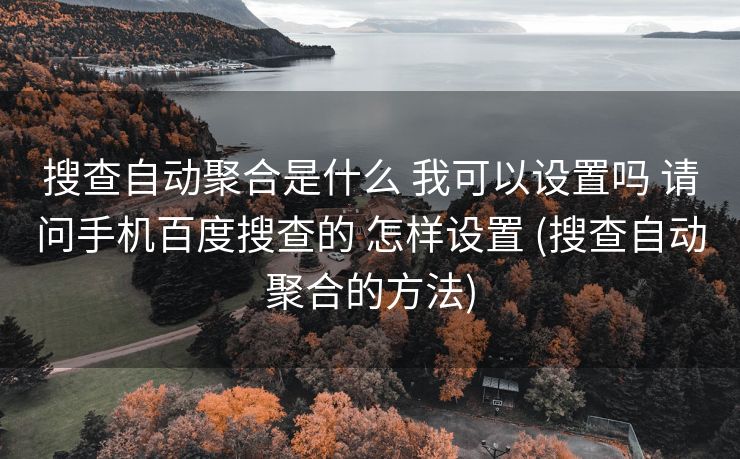 搜查自动聚合是什么 我可以设置吗 请问手机百度搜查的 怎样设置 (搜查自动聚合的方法)