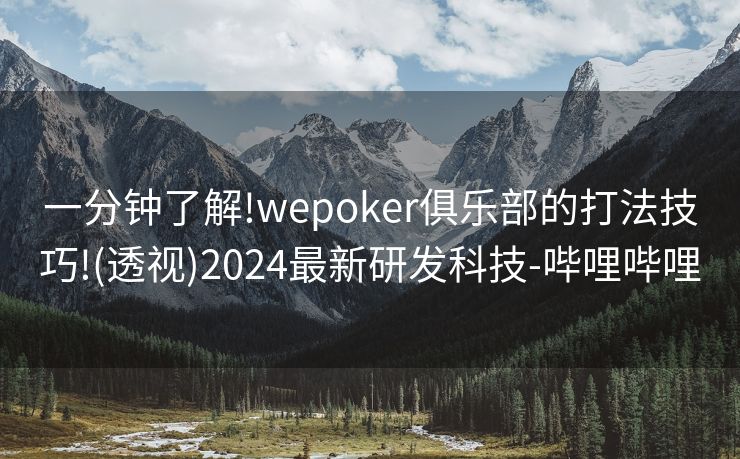 一分钟了解!wepoker俱乐部的打法技巧!(透视)2024最新研发科技-哔哩哔哩