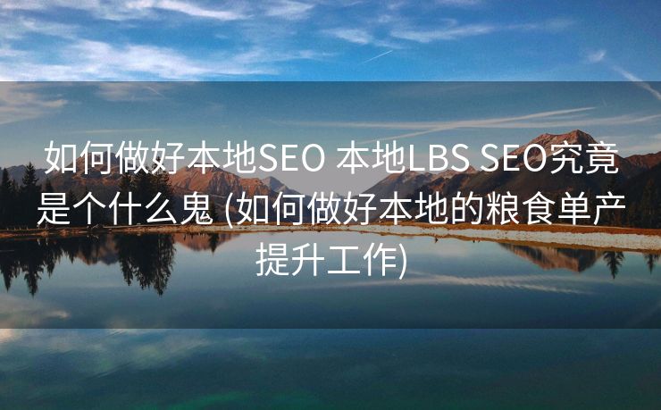 如何做好本地SEO 本地LBS SEO究竟是个什么鬼 (如何做好本地的粮食单产提升工作)
