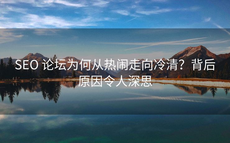 SEO 论坛为何从热闹走向冷清？背后原因令人深思