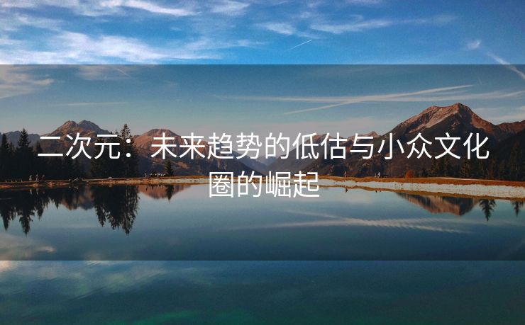 二次元：未来趋势的低估与小众文化圈的崛起