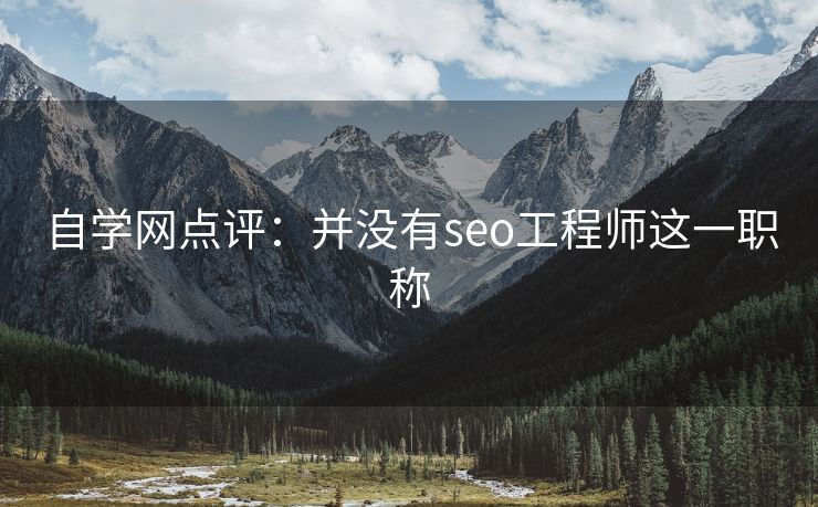 自学网点评：并没有seo工程师这一职称