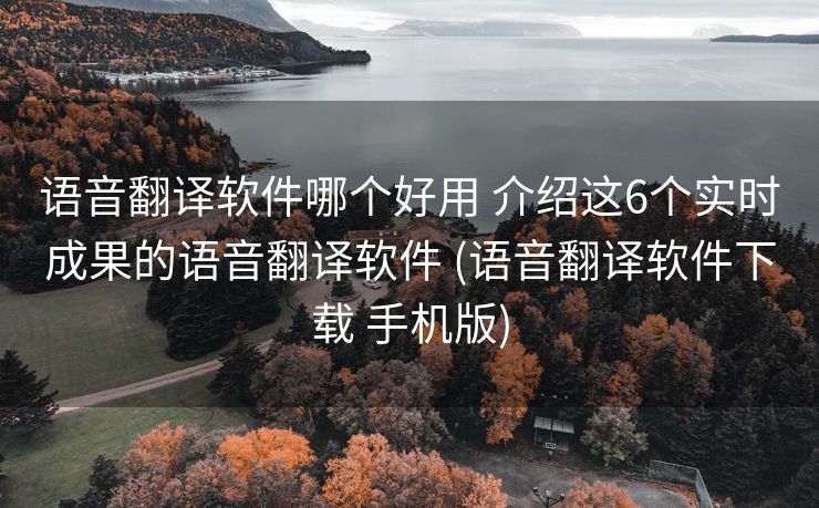 语音翻译软件哪个好用 介绍这6个实时成果的语音翻译软件 (语音翻译软件下载 手机版)