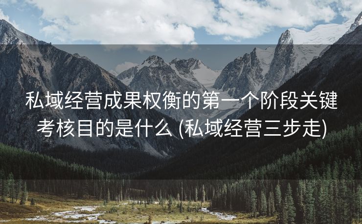 私域经营成果权衡的第一个阶段关键考核目的是什么 (私域经营三步走)