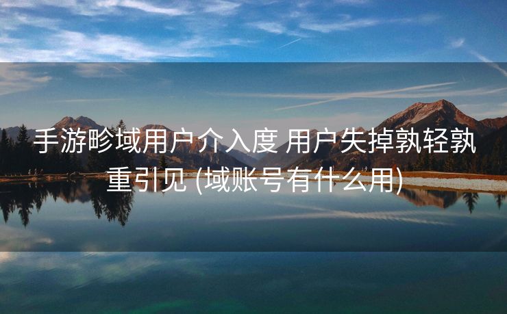 手游畛域用户介入度 用户失掉孰轻孰重引见 (域账号有什么用)