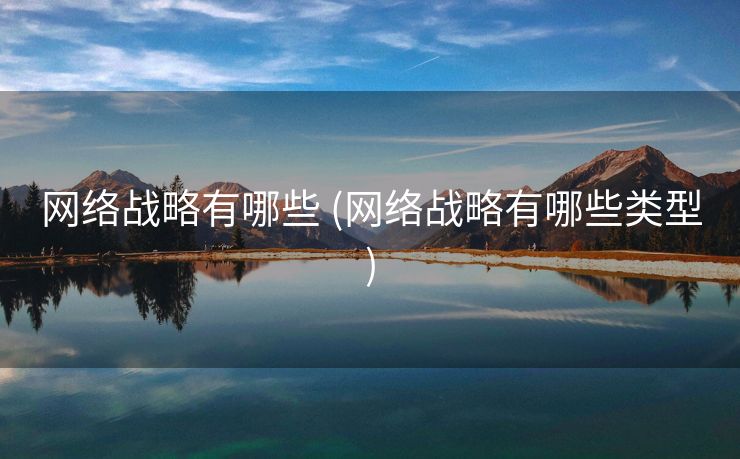 网络战略有哪些 (网络战略有哪些类型)