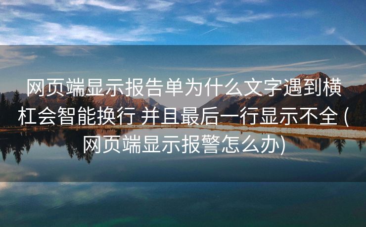 网页端显示报告单为什么文字遇到横杠会智能换行 并且最后一行显示不全 (网页端显示报警怎么办)