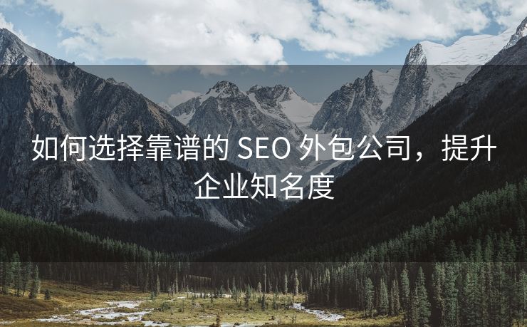 如何选择靠谱的 SEO 外包公司，提升企业知名度