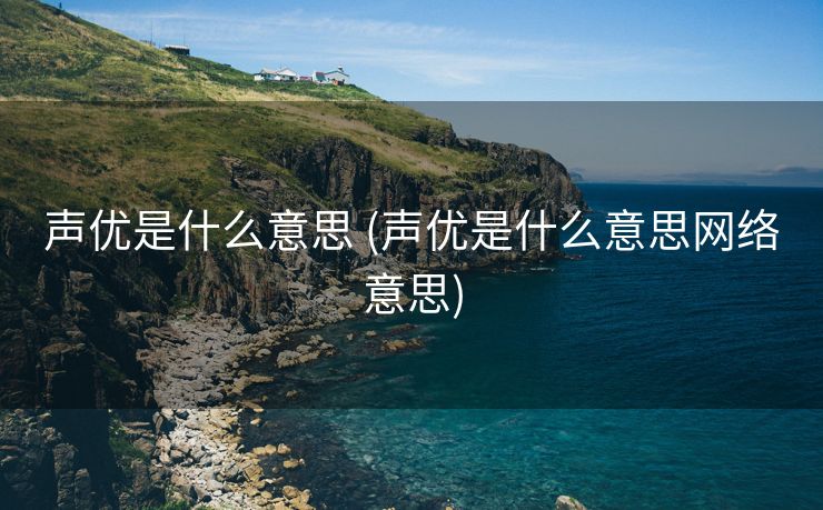 声优是什么意思 (声优是什么意思网络意思)
