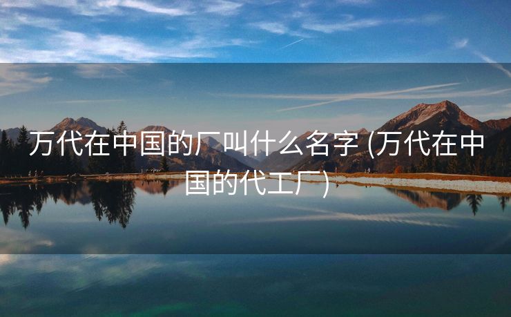 万代在中国的厂叫什么名字 (万代在中国的代工厂)