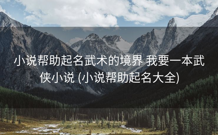 小说帮助起名武术的境界 我要一本武侠小说 (小说帮助起名大全)