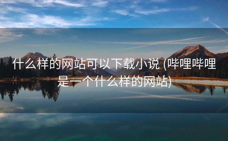 什么样的网站可以下载小说 (哔哩哔哩是一个什么样的网站)