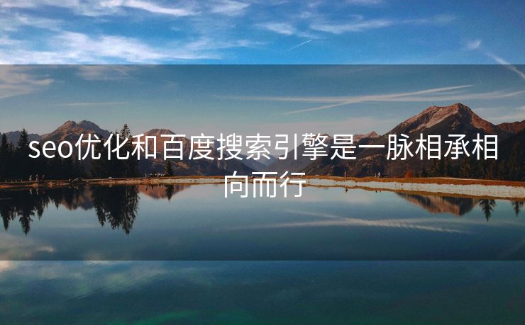 seo优化和百度搜索引擎是一脉相承相向而行