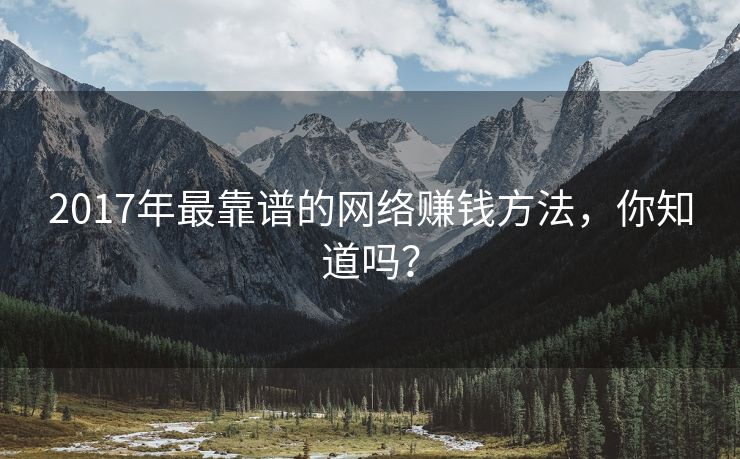 2017年最靠谱的网络赚钱方法，你知道吗？