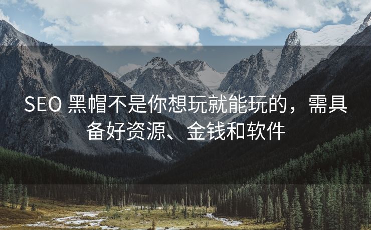 SEO 黑帽不是你想玩就能玩的，需具备好资源、金钱和软件