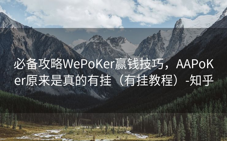 必备攻略WePoKer赢钱技巧，AAPoKer原来是真的有挂（有挂教程）-知乎